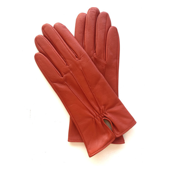 Leather gloves of lamb orange "JULIE".