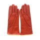 Gants en cuir d'agneau orange "JULIE"