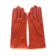 Leather gloves of lamb orange "JULIE".