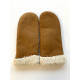 Leather gloves of shearling chesnut "BORIS ".