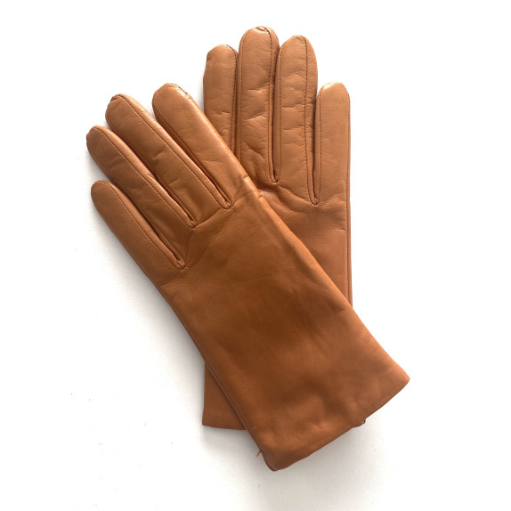 Leather gloves of lamb camel "CAPUCINE".