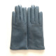 Gants en cuir d'agneau bleu acier "CAPUCINE".