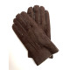 Gants en cuir d'agneau lainé chocolat et beige "JIVAGO".