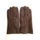 Gants en cuir d'agneau lainé chocolat et beige "JIVAGO".