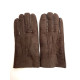 Leather gloves of shearling chocolate and beige "JIVAGO".