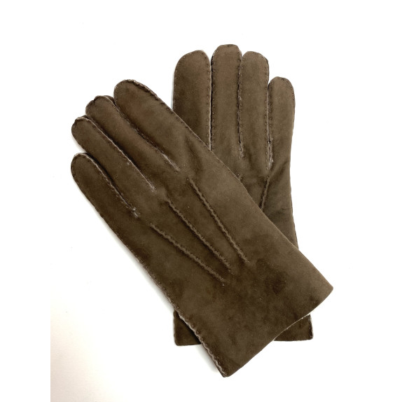 Gants en cuir d'agneau lainé marron "JIVAGO".