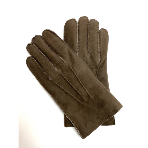 Leather gloves of shearling brown "JIVAGO".