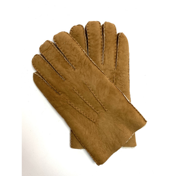 Leather gloves of shearling chesnut "JIVAGO".