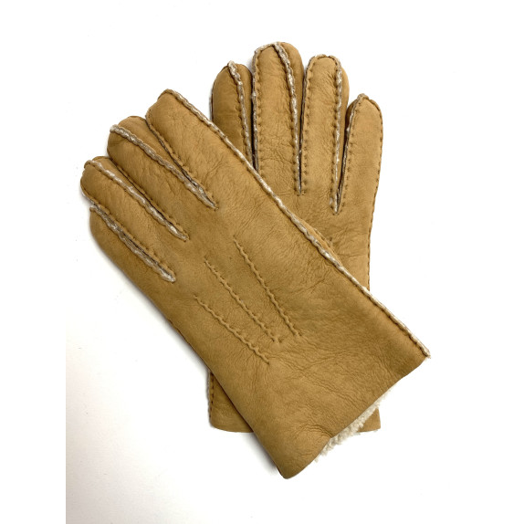 Gants en cuir d'agneau lainé naturel "JIVAGO".