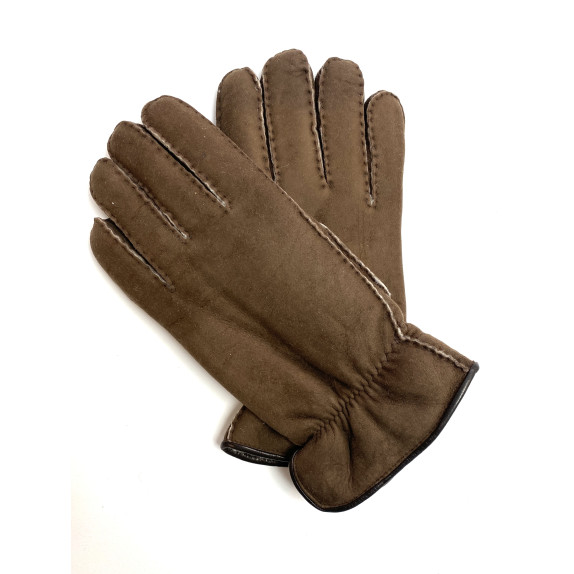Leather gloves of lambskin brown "MARKO"
