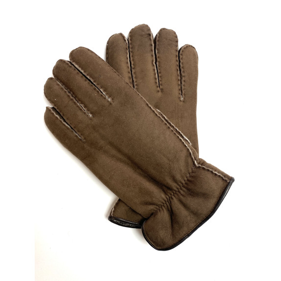 Gants en cuir d'agneau lainé marron "MARKO"