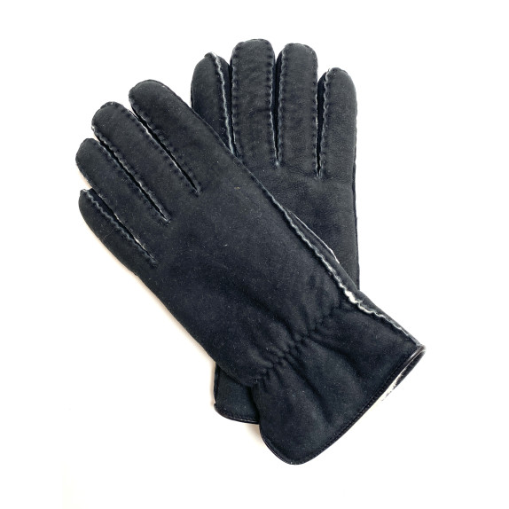 Gants en cuir d'agneau lainé noir "MARKO"