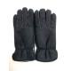 Gants en cuir d'agneau lainé noir "MARKO"