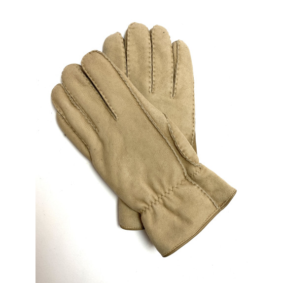 Gants en cuir d'agneau lainé beige "MARKO"