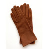 Leather gloves of velvet goat cognac "COLINE BIS"