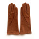 Gants en cuir chèvre velours cognac "COLINE BIS".