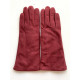 Gants en cuir chèvre velours bourgogne "COLINE BIS".