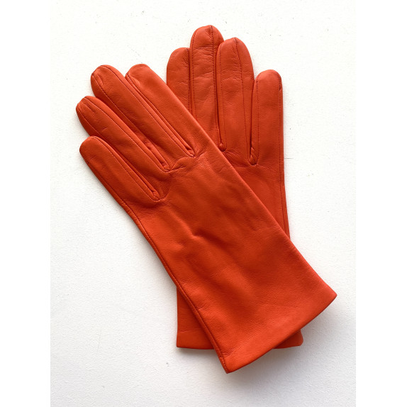 Leather gloves of lamb orange bis"CAPUCINE"