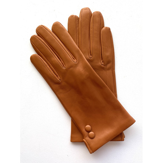 Gants en cuir d'agneau camel "CLEMENTINE".