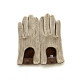 Leather gloves of lamb and cotton hook biscuit and ecru "AUGUSTIN"