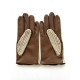 Leather gloves of lamb and cotton hook biscuit and ecru "AUGUSTIN"