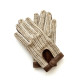 Gants en cuir d'agneau et crochet coton biscuit et écru "ALFREDINE".