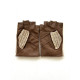 Leather mittens and cotton hook biscuit and beige "PILOTE"