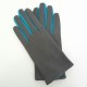 Gants en cuir d'agneau gris/paon"TWIN"