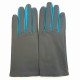 Gants en cuir d'agneau gris/paon"TWIN"