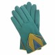 Gants en cuir d'agneau vert, natier, luciole "ORIGAMI"