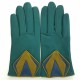 Gants en cuir d'agneau vert, natier, luciole "ORIGAMI"