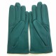 Gants en cuir d'agneau vert, natier, luciole "ORIGAMI"