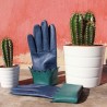 Gants en cuir d'agneau bleu natier et vert "MONTAGNE".